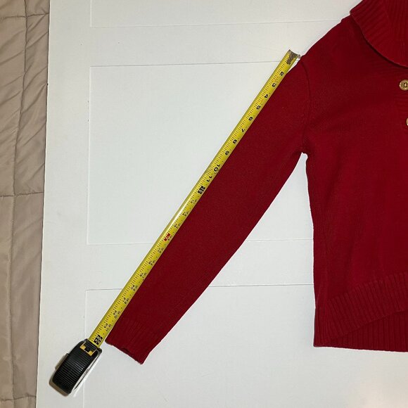 Chaps Red Shawl Collar Sweater Women's Medium | Preppy | Nautical | Classic - Picture 7 of 7
